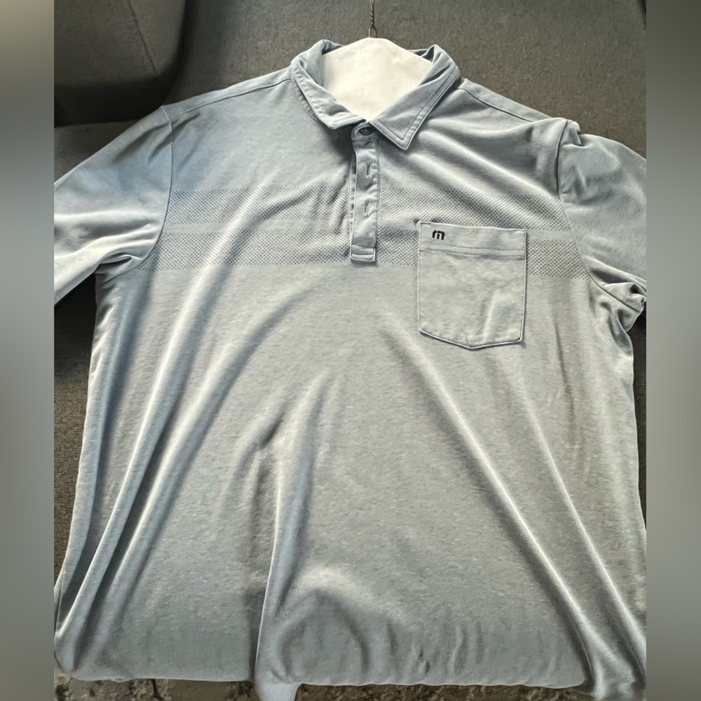 Travis Mathew Light Blue With Gray Pattern Golf P… - image 1